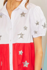 Star Patch Shirt Dress