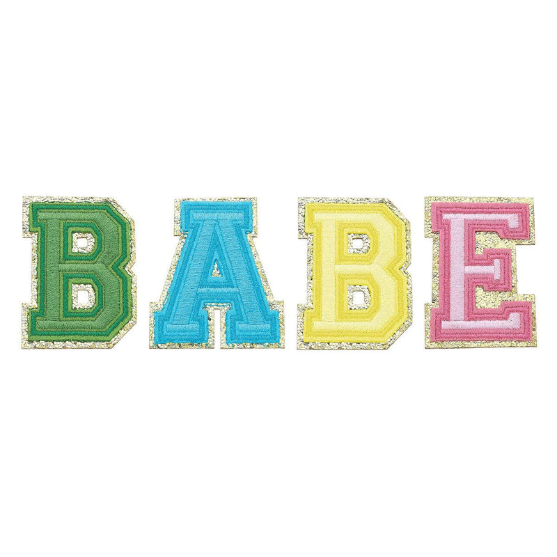 Stuck on You Large Embroidered Glitter Letter Patches - Set of 4 - BABE