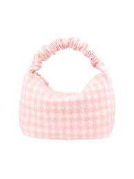 Pink Houndstooth Scrunch Handle Bag