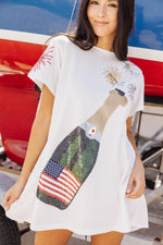 USA Popping Champagne Tee Dress