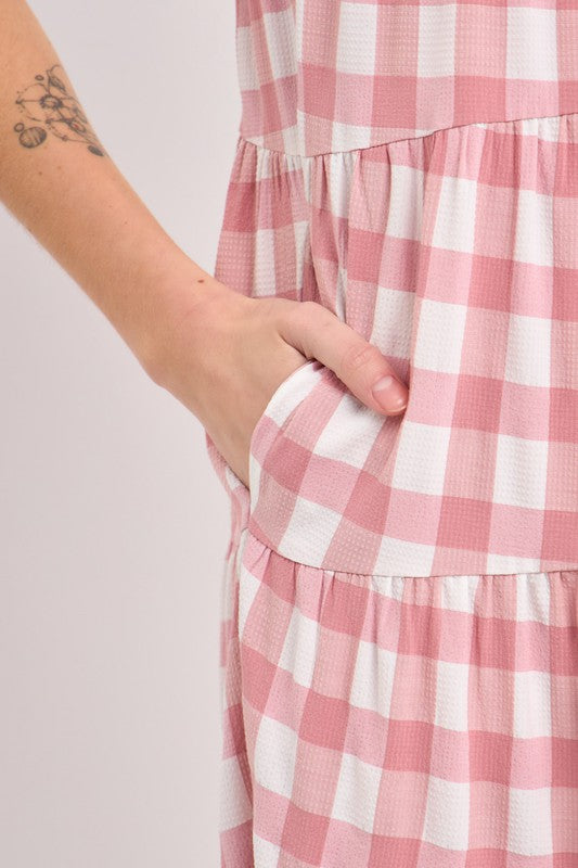 Sweet Gingham Tiered Maxi Dress