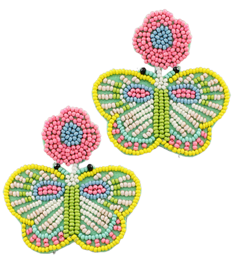 Pink and Yellow Butterfly Earrings