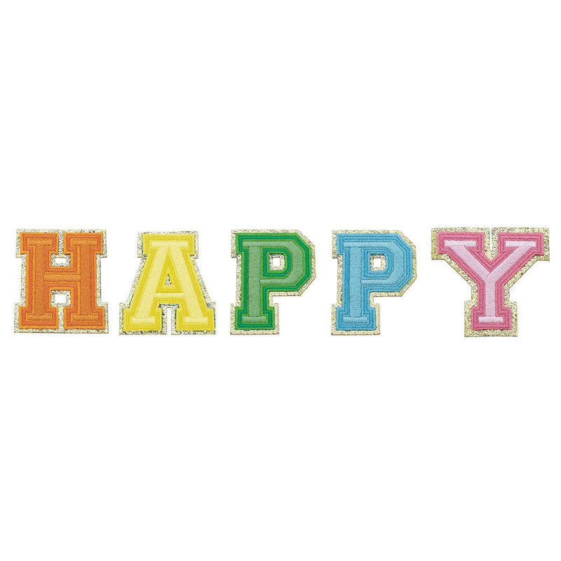 Stuck on You Large Embroidered Glitter Letter Patches - Set of 5 - HAPPY