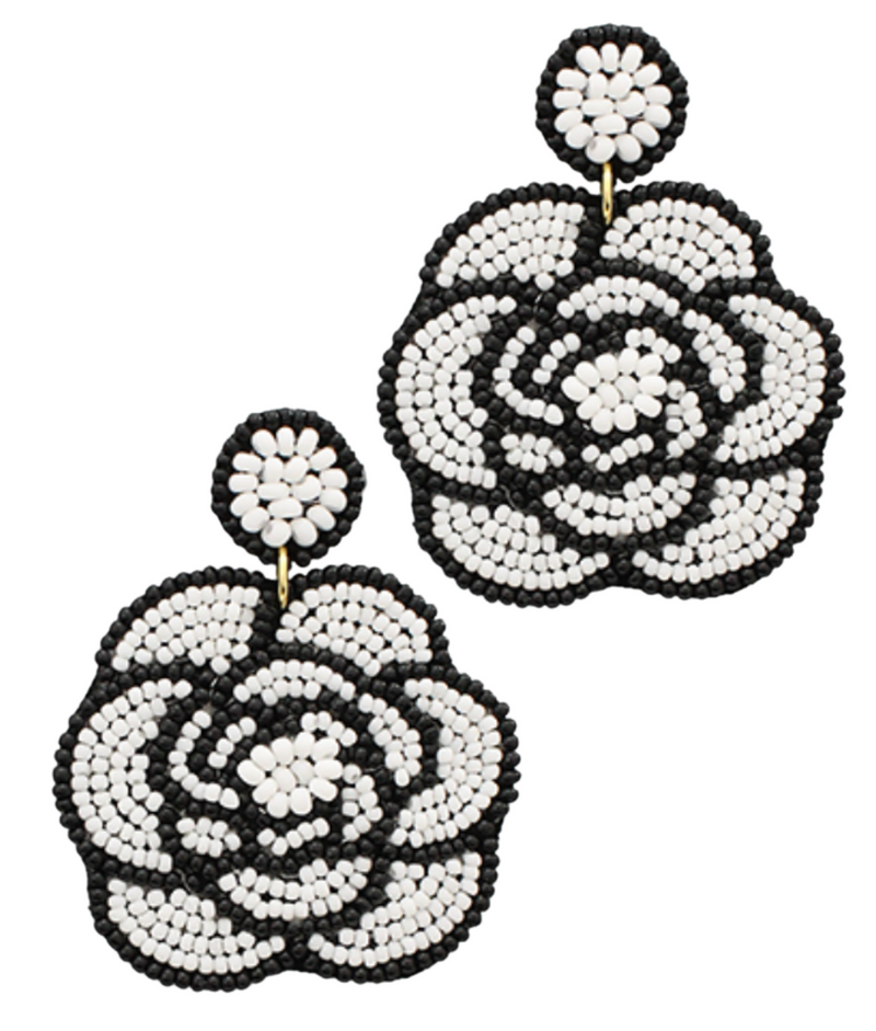 Tres Chic Beaded Flower Earrings