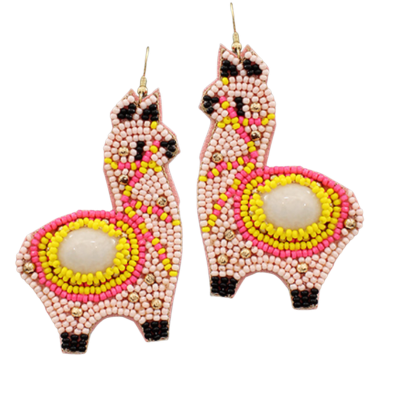 Pink Llama Earrings