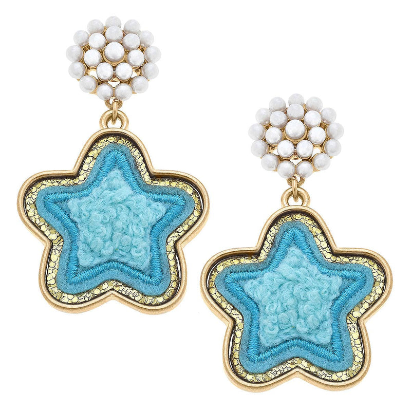 Stuck on You Chenille Glitter Star Patch Earrings