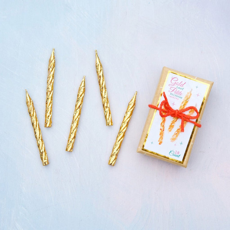 GOLD PETITE PARTY CANDLES - SET OF 18