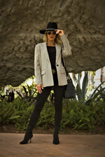 Houndstooth Blazer with Bee Patches