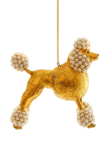GOLD BEADED POODLE ORNAMENT
