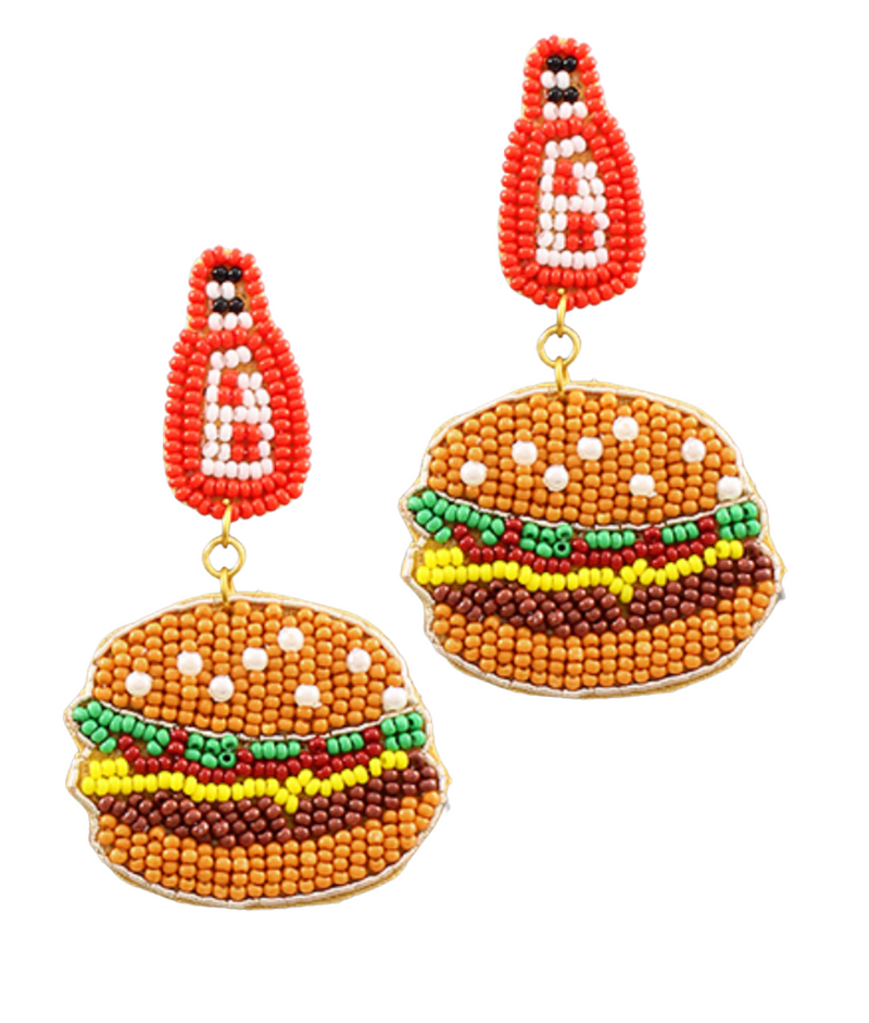 Burger + Cola Beaded Earrings