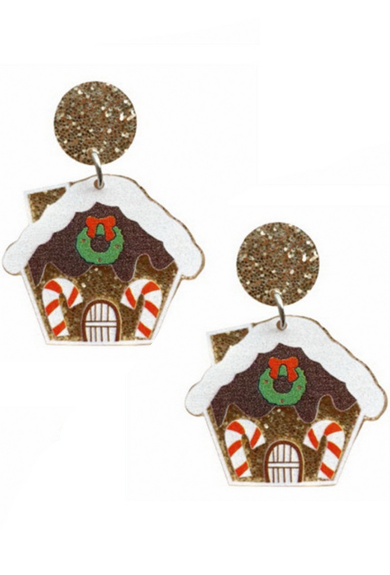 Gingerbread House Acrylic Earrings