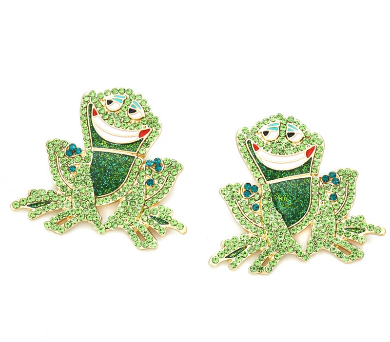 Friendly Frog Rhinestone Stud Earrings