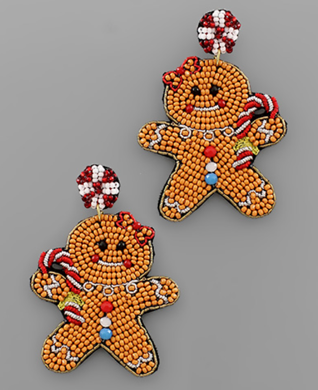Gingerbread Beaded Earrings