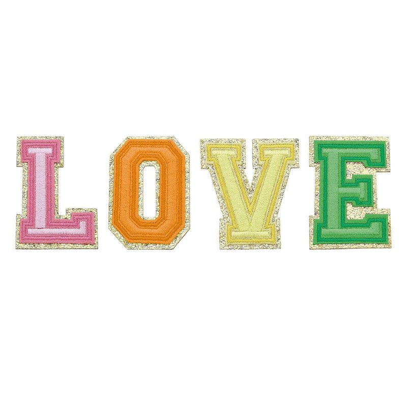 Stuck on You Large Embroidered Glitter Letter Patches - Set of 4 - LOVE