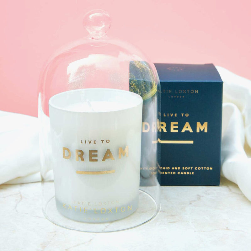 Sentiment Candle | Live To Dream | White Orchid and Soft Cotton